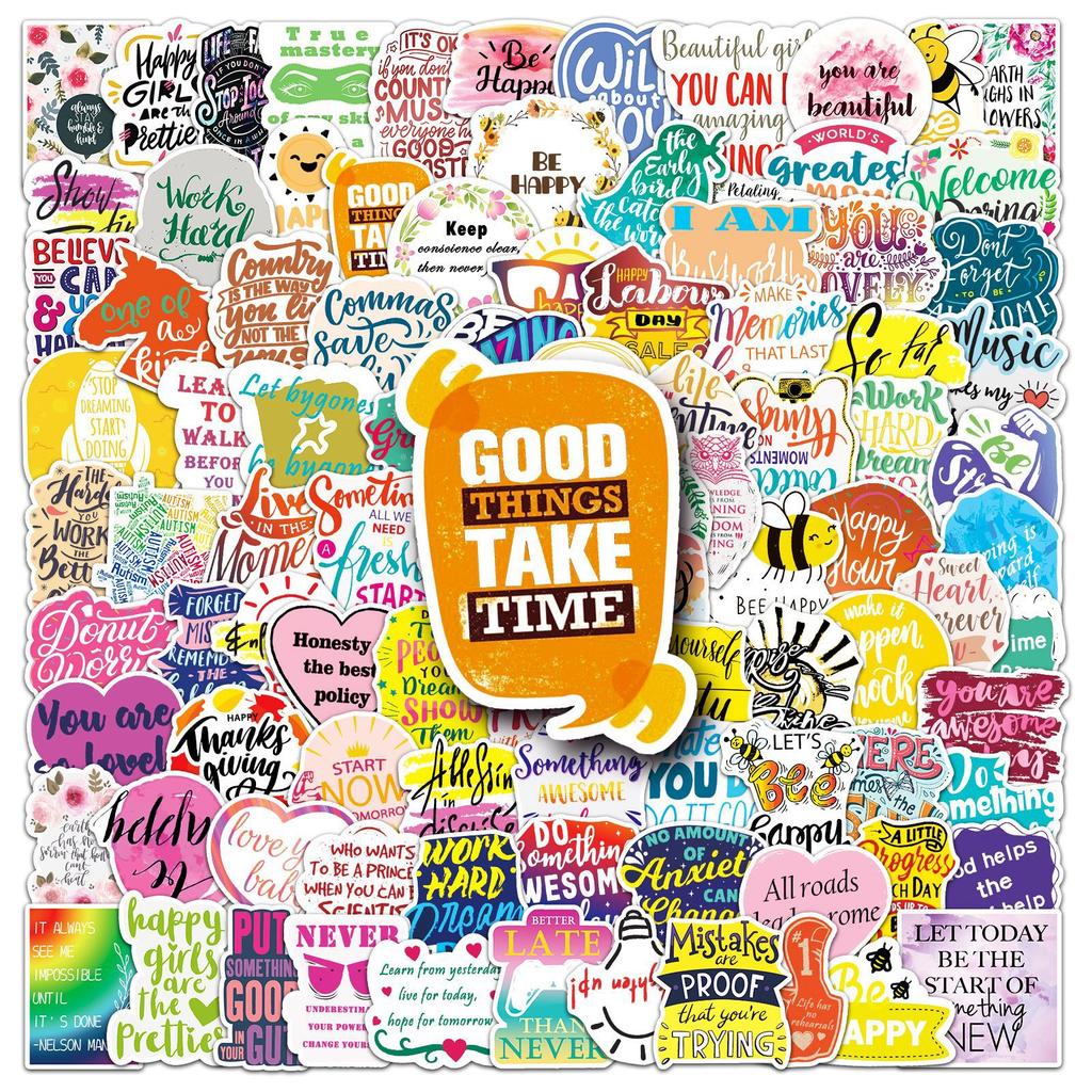100 Inspirational English Motto Doodle Creative Suitcase Tablet Car Refrigerator Decorative Stickers