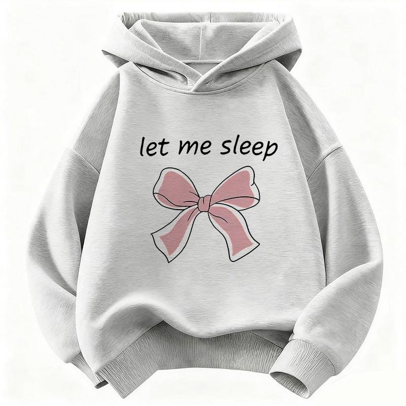 Let Me Sleep Bow Design Hoodie Kids Children's Sweatshirt Hoody for Boys Girls Autumn Winter Casual Hoodies