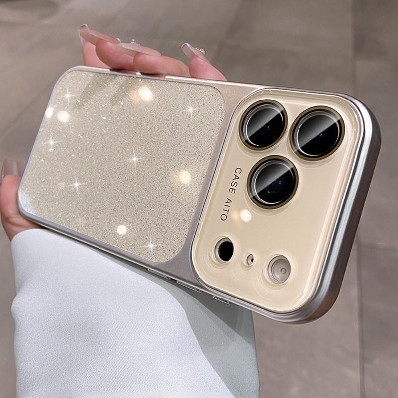 Luxury Bling Glitter Case for iPhone 17 Pro Max AI Camera Control Button Glass Lens Protector Cover for iPhone 14 15 16 Pro Max