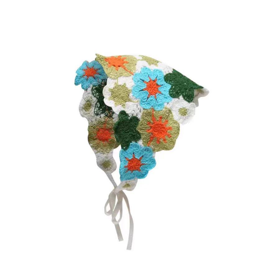 

Чжао Чжаои Вязаный треугольный платок в стиле кроше - Универсальная, модная ретро пасторальная повязка на голову для женщин и девушек