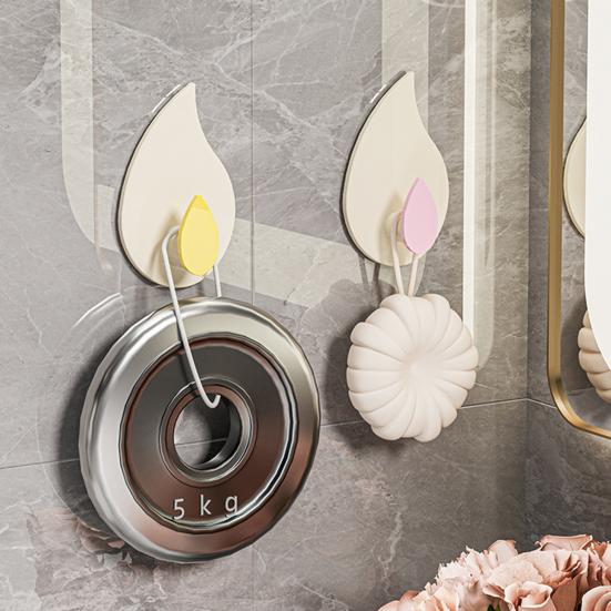 4Pcs Self Adhesive Wall Hooks Towel Coat Hangers Strong Load-bearing Simple Installation Bathroom Shower Storage Hooks