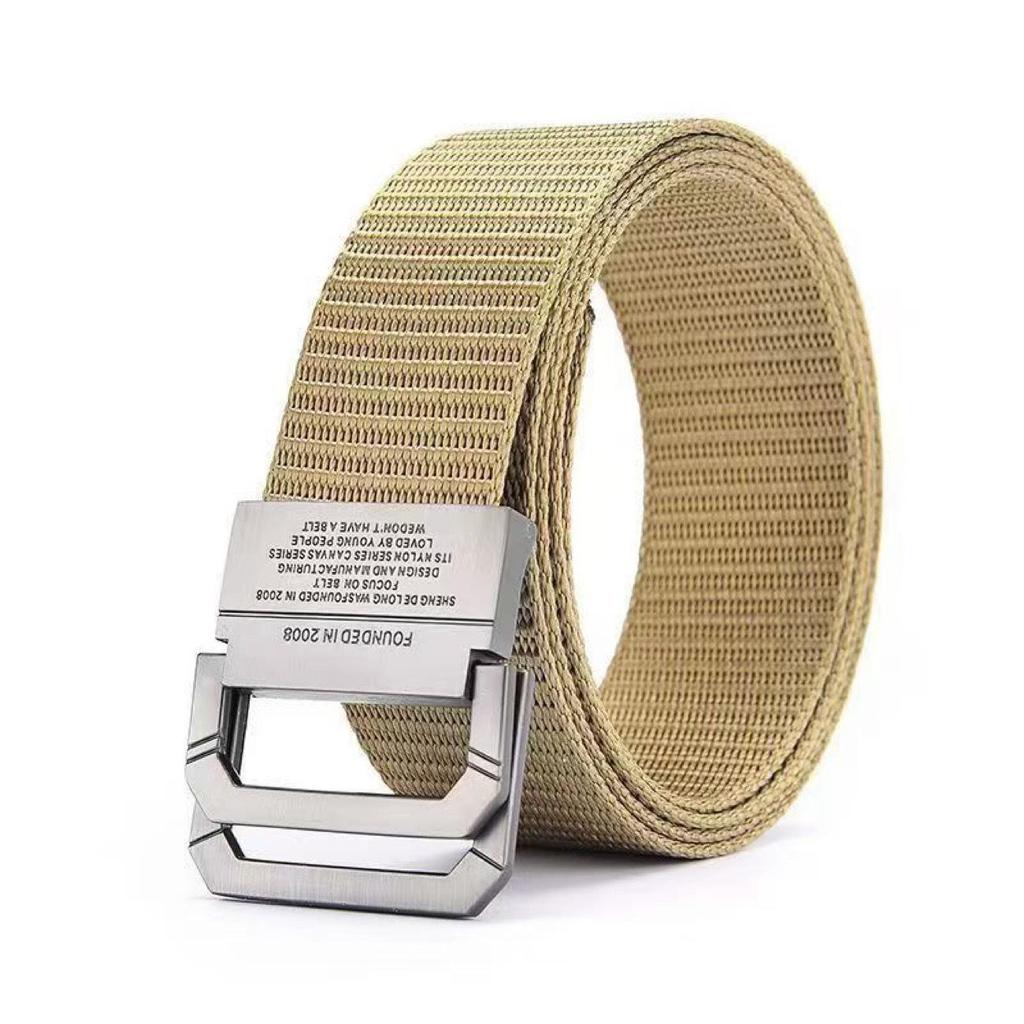 Men's Double Ring Casual Canvas & Leather Belt