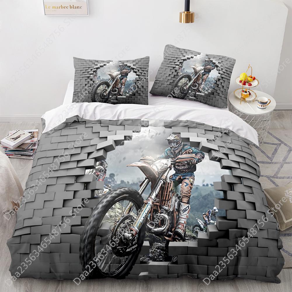 Comforter New Motorcycle Bedding Set Single Twin Full Queen King Size Motorcycle Bed Set Aldult Kid Bedroom Duvet Sets 3D Anime 038