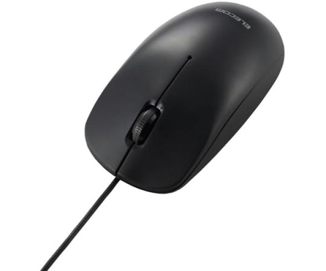 ELECOM Business Mouse, Wired Optical Mouse, Type-C, 3 Buttons, Environmentally Friendly Packaging, Black, M-K8URCBK