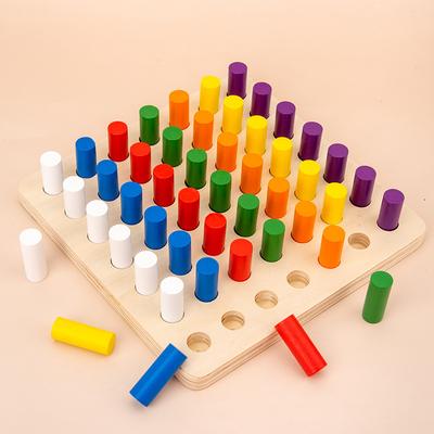 Bunte Holzsteck-Sensorik-Stäbe Lehrmittel für Kleinkinder Farberkennung Zusammenstecken Pädagogische Früherziehungsspielzeuge
