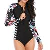 Women Wetsuit Long Sleeve Sun Protection Front Zip Black Diving Suit for Swimming Surfing Black XXL