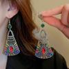 "Silver Needle Bamboo Fan Earrings: Butterfly Drop, Retro Fashion for Women"