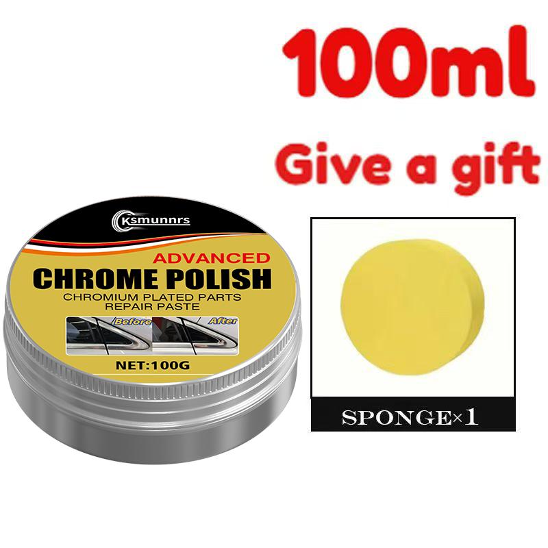 

100g Car Chrome Restoration Paste, Chrome Plated Parts Repair Cream for Door Handle Window Trim Bright Strips, Metal Polish to R