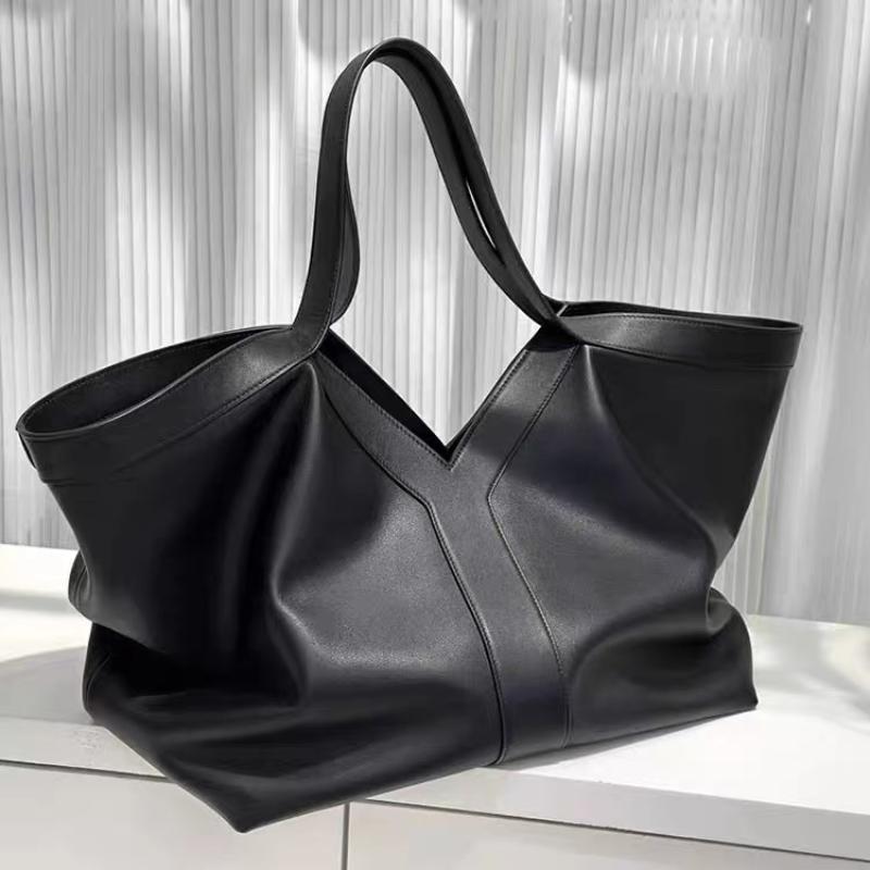 Luxury Genuine Leather Tote Bag For Women Simple Large Capacity Handbag Y-shaped Design Casual Shoulder Bag Commute Shopping Bag