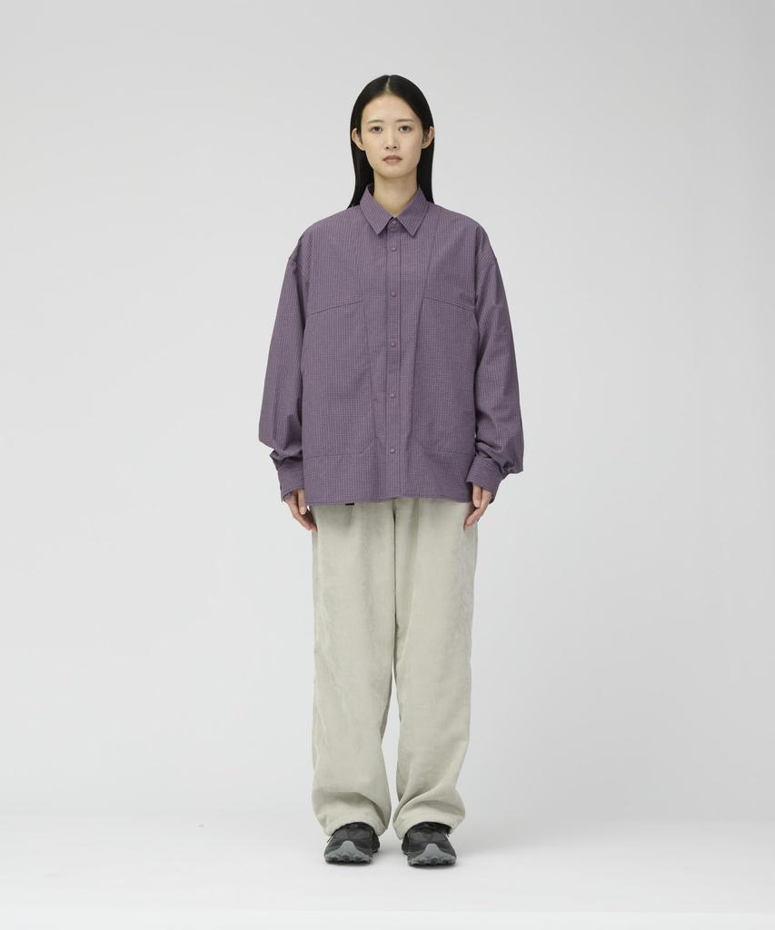 Snow Peak KASURI Ripstop Ripstop Dark Size M Shirt, Kasuri-style Fabric, Purple