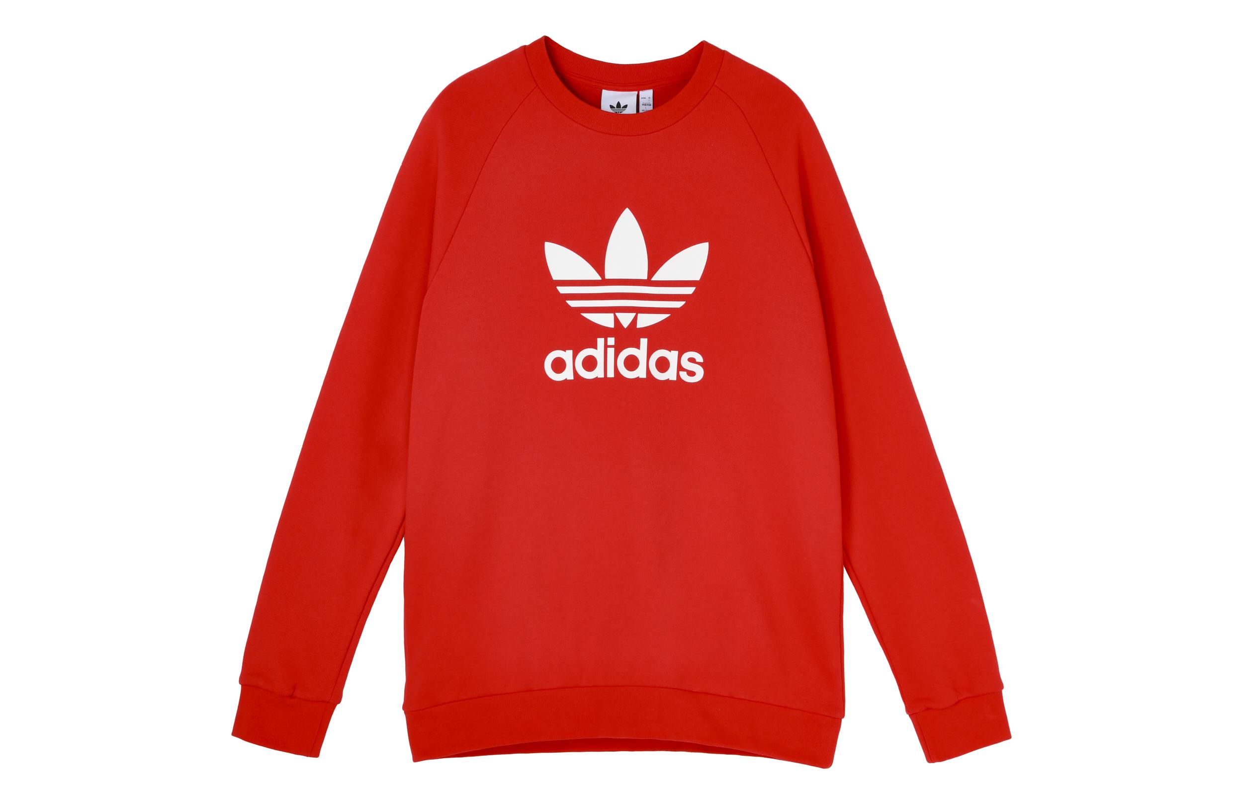 Adidas Originals Trefoil Sweatshirts Men s Red Crew Neck Moderate Regular FM3781 S