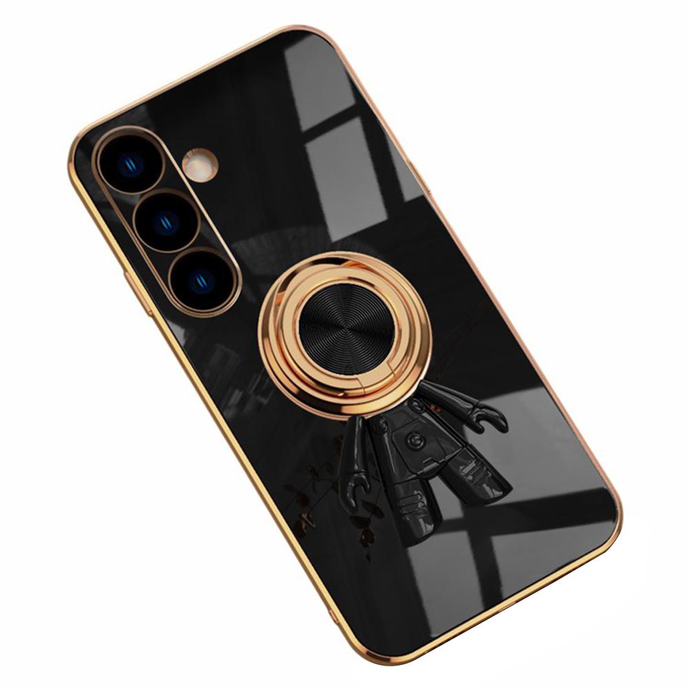 For Samsung Galaxy S25 Case with Astronaut Ring Kickstand 6D Electroplating TPU Phone Cover