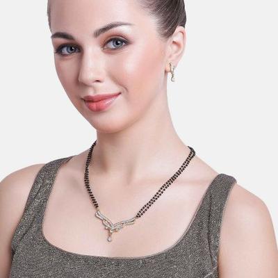 Mangalsutra Gold Plated Glazed Austrian Crystal Necklace Set For Women