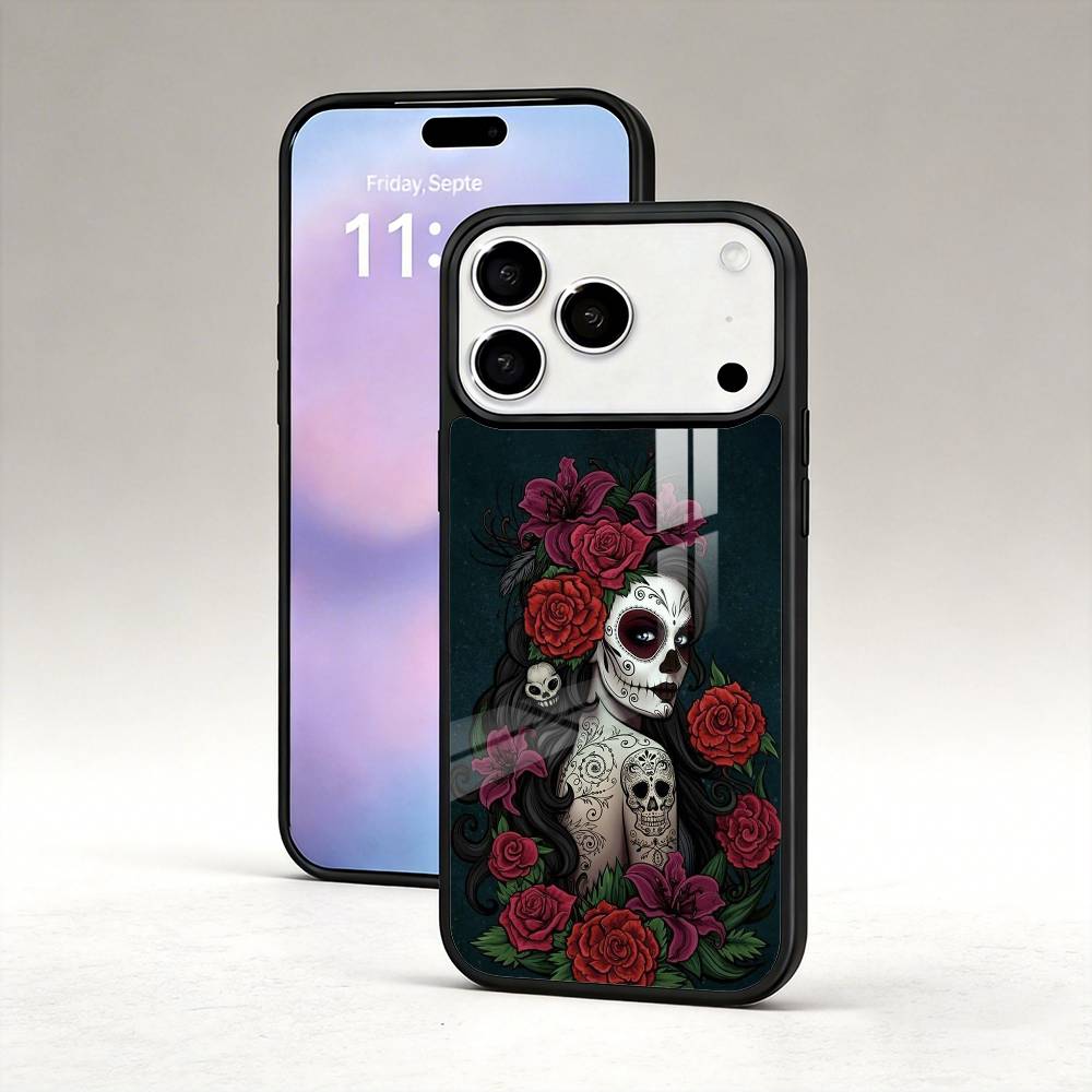 D-Day of the Dead M-Mexican Catrina Skull Phone Case For iPhone17,16,15,14,13,12,Pro,Max,Magnetic For Magsafe Wireless Charging