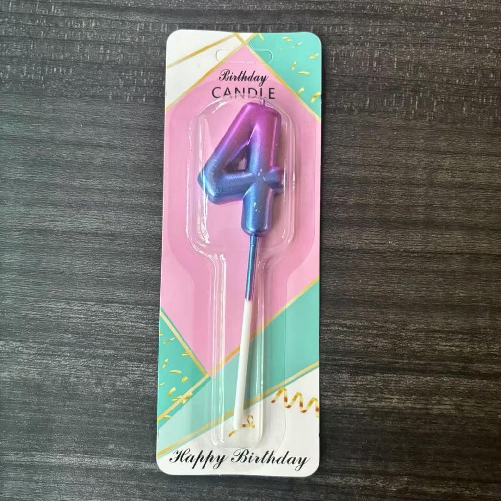 Ins Galaxy Gradient Digital Birthday Candle Ornament Pink Blue Purple Layout Party Cake Baking Plug-in Card