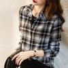 Women's Shirt New Spring Autumn Long Sleeve Single-breasted Polo-neck Casual Printing Plaid Office Lady Elegant Fashion Cardigan