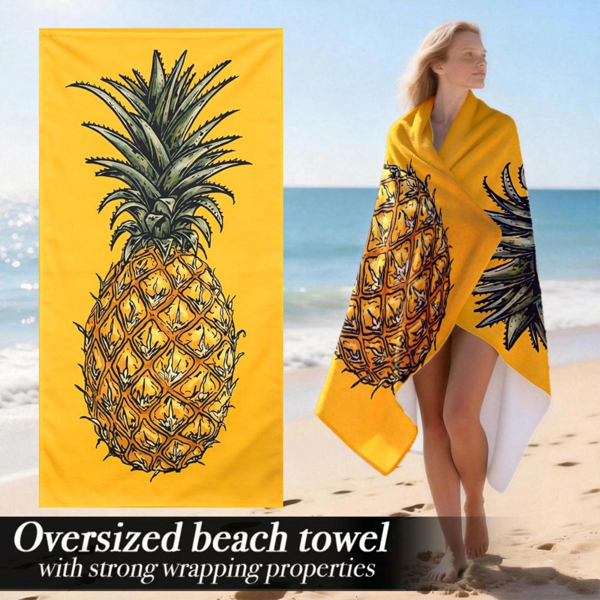 

Golden Pineapple Oversized Beach Towel – Soft & Plush, Tropical Design, Perfect for Swim, Gym & Easter Gift Use W30*H60(CM)