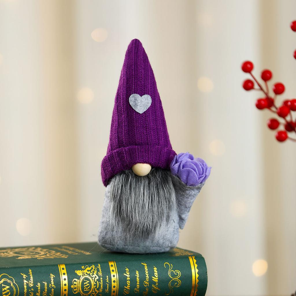 Christmas and Valentine's Day Decorations Purple Knitted Hat Doll Decoration Lavender Spring Fall Faceless Doll