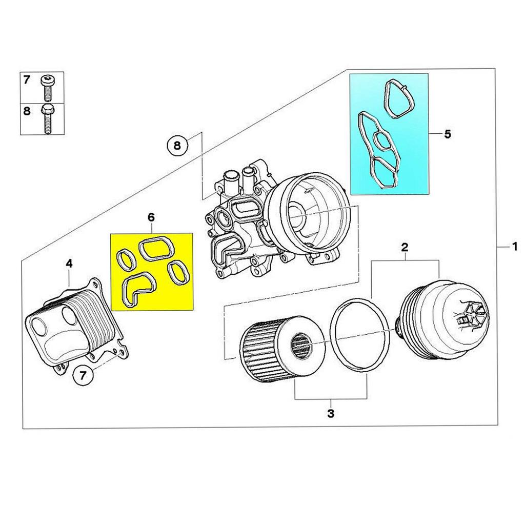 Plouluyt Těsnění chladiče oleje se sadou těsnění pouzdra filtru, Pasuje 07-16, 11427557009 11427557010