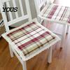Breathable Office Chair Mat Cotton Linen Pad with Ties, Square Summer Seat Lace Decorative Trim, 15.75" x Washable for Dining Rattan