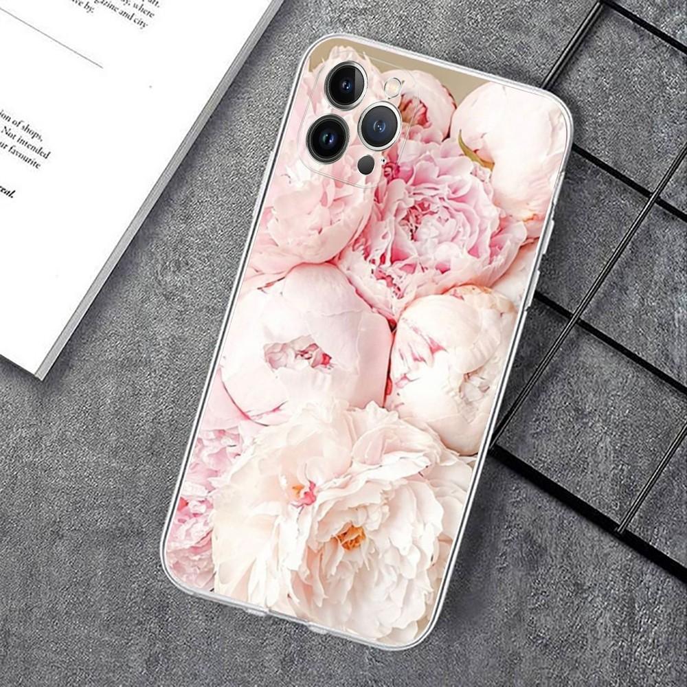 

Элегантный Чехол для Телефона с Пионами Розово-Фиолетового Цвета Для IPhone 15 14 11 12 13 Mini Pro XS Max Чехол 6 7 8 Plus X XR SE 2020 Funda Shell iPhone 13 mini