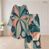 Women Plus Size Round Neck Long Sleeve Printed High Low Top Wide Leg Pants Two Piece Set