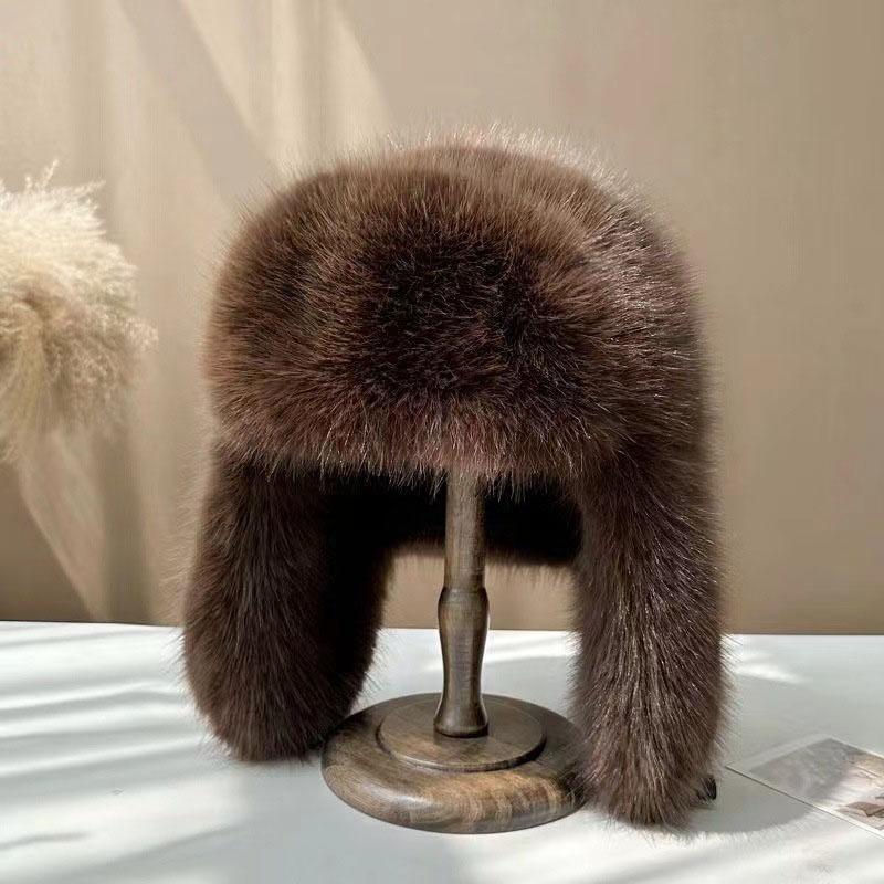 Cappello invernale da donna in peluche effetto visone, stile coreano Ins, con paraorecchie, Cappelli Bomber, Moda Caldo Morbido Finta Pelliccia, Berretti da Sci