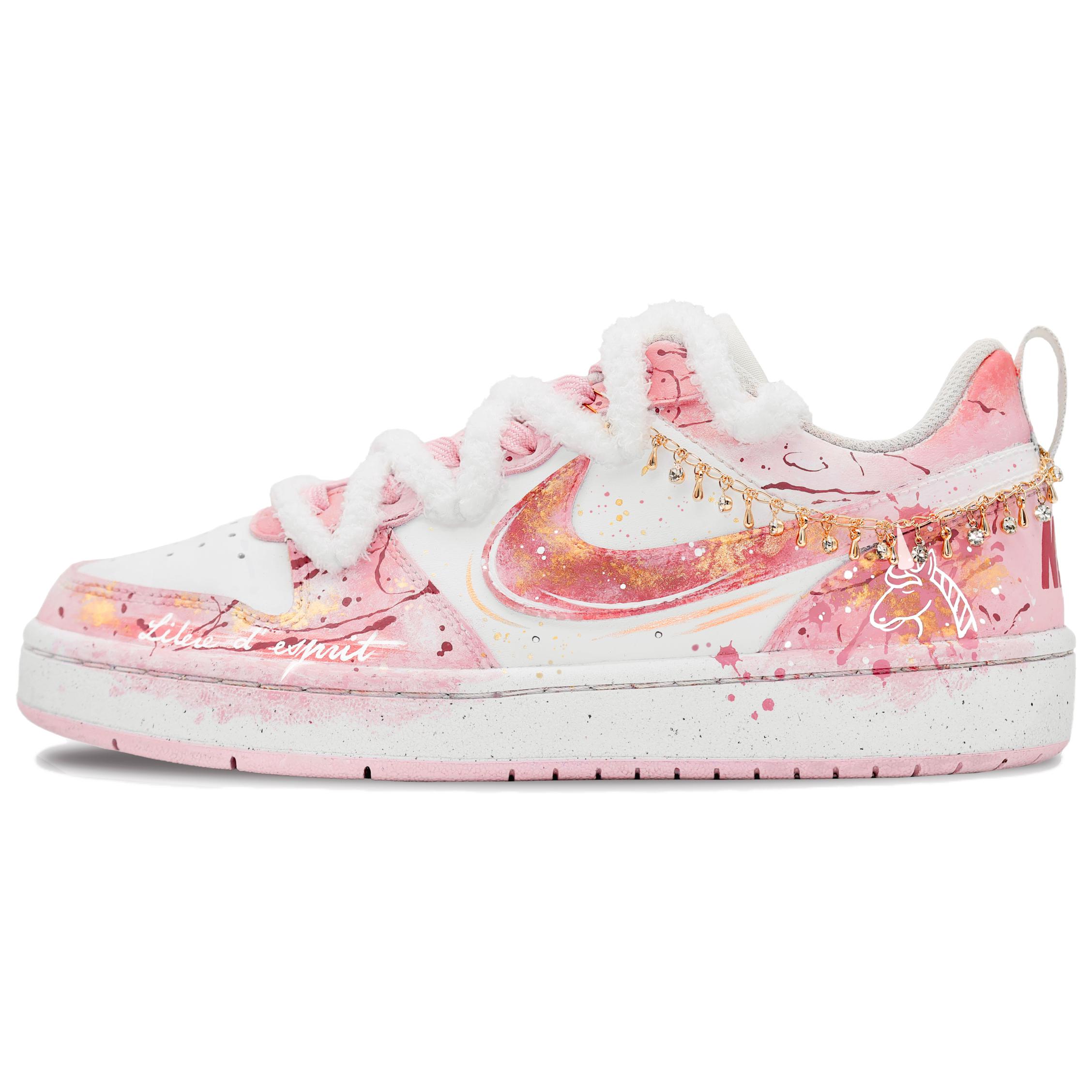 

Nike Court Borough Lucky Unicorn Abrasion Resistant Low top Skateboard Shoes Women s Gold Powder DV5456-105(Team823-) 38.5