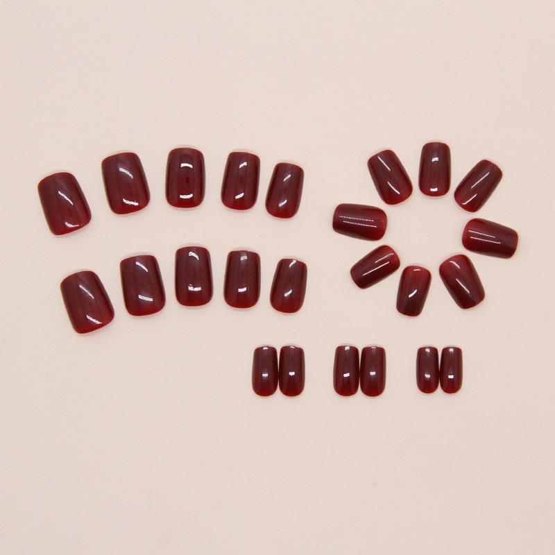 Simple Solid Color Ankola Red Versatile Fashion Girl White Wearing Nail Short Nail Patch 24 Pieces
