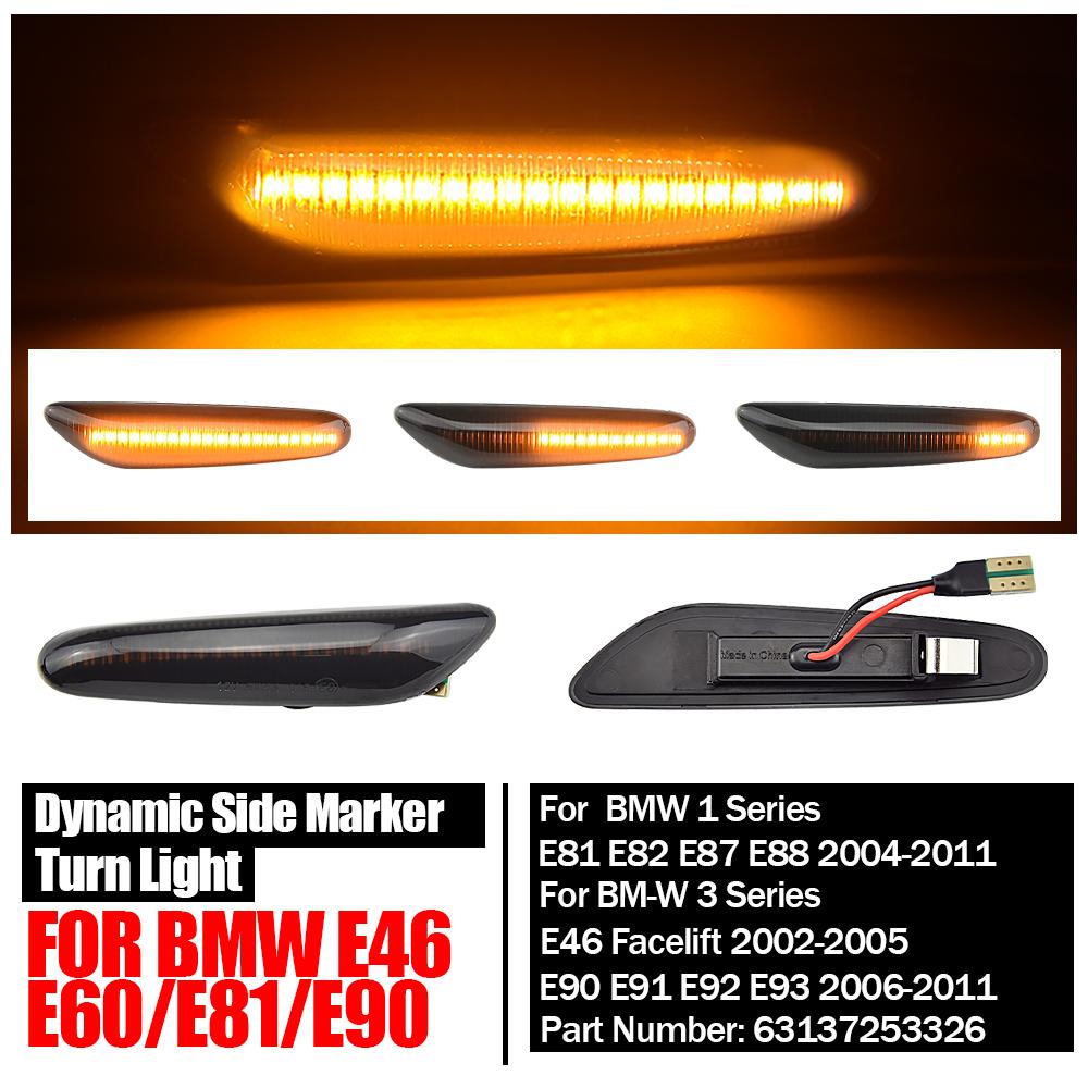 2X For BMW E60 E61 E90 E91 E87 E81 E83 E84 E88 E92 E93 E82 E46 1 3 5 Series X1 X3 2004 2010 Dynamic LED Fender Light Side Marker