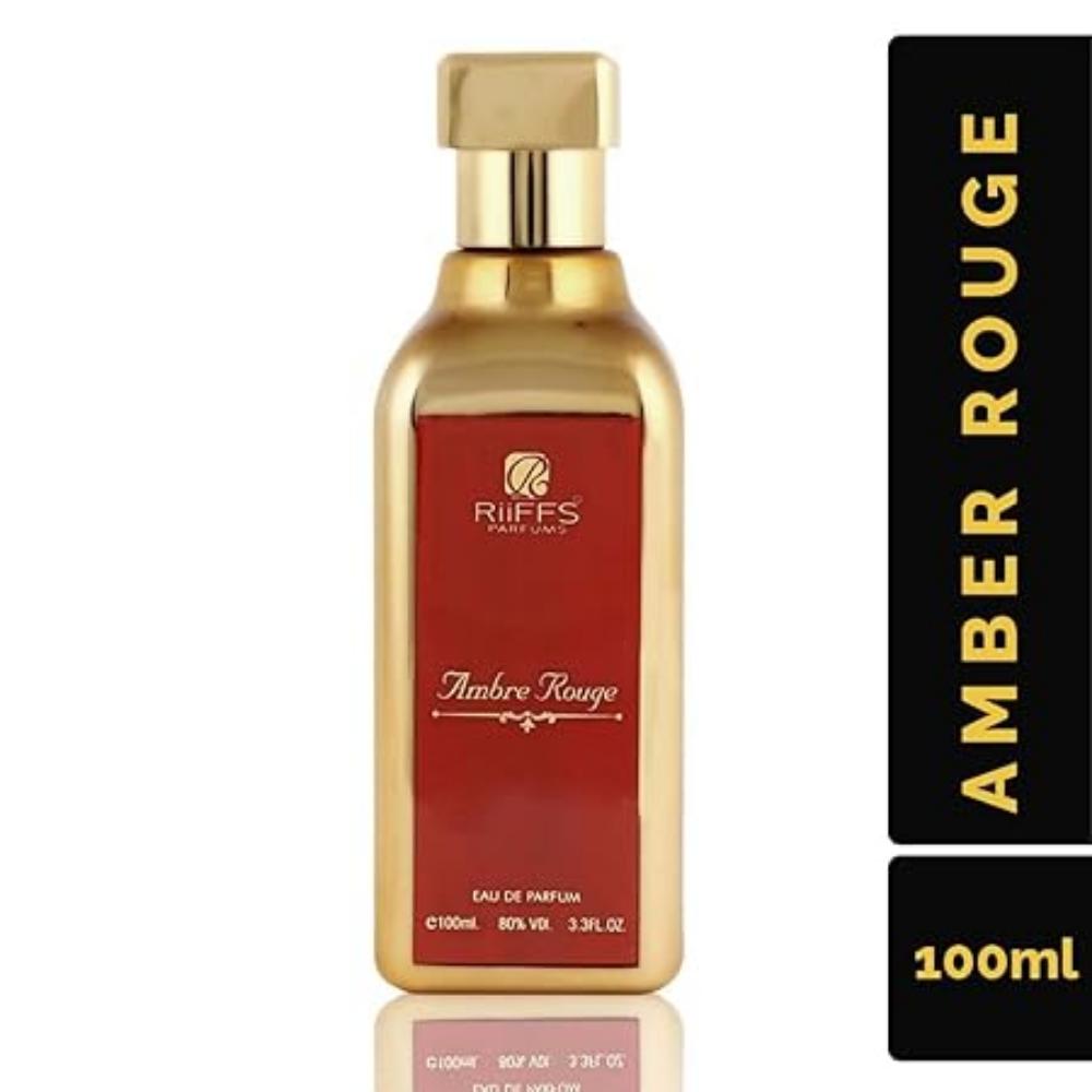 RiiFFS Ambre Rouge Premium Imported Scent, kwiatowy, bursztynowy i aromatyczny, kojący zapach, długotrwały zapach perfum w sprayu dla mężczyzn i kobiet, 100 ml