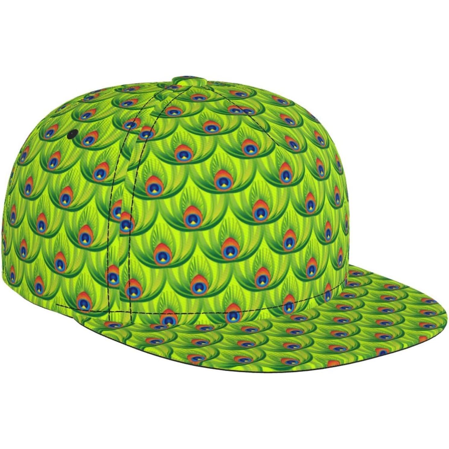 

Abstract Green Peacock Feathers Baseball Cap for Men Women Adjustable Trucker Hat Snapback Sun Dad Cap Lightweight Unisex One Size