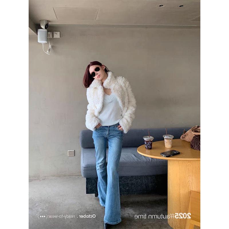 

Sunone Women s Retro Blue Micro-Flare Jeans: Distressed Low-Rise with Contrast Stitching for a Slim Autumn Look Large аква голубой