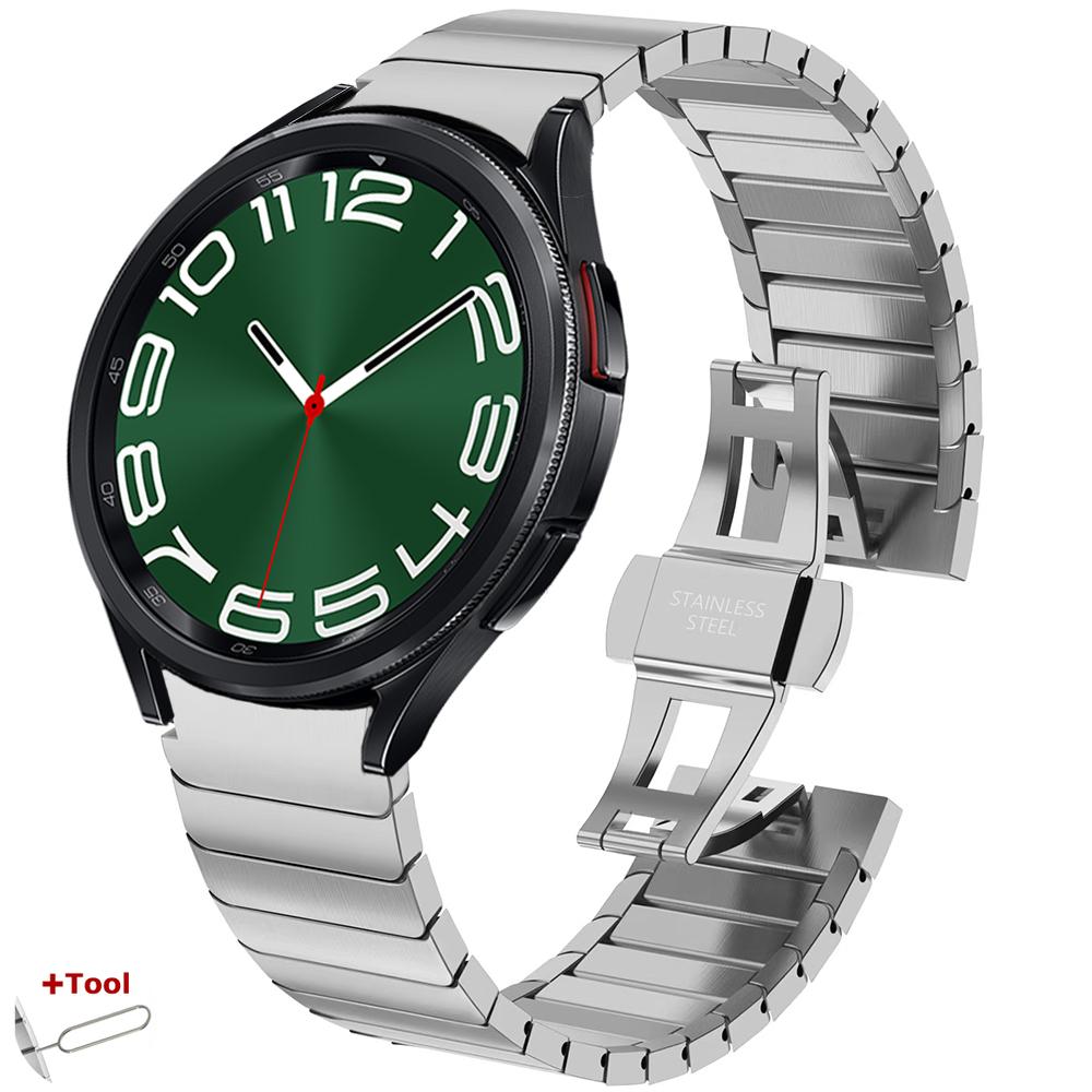 

Без проміжків Сталевий ремінець для Samsung Galaxy Watch 6Classic 47мм 43мм 5pro/4classic Galaxy Watch 7 6 5 4 Серії 40/44мм Galaxy watch 7 40mm-1 срібний