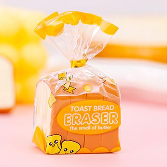 4Pcs/Set Pencil Erasers Cute Cartoon Realistic High Toughness Traceless Labor-saving Wipe Clean Christmas Gift Funny Toast Bread Kids Students Erasers