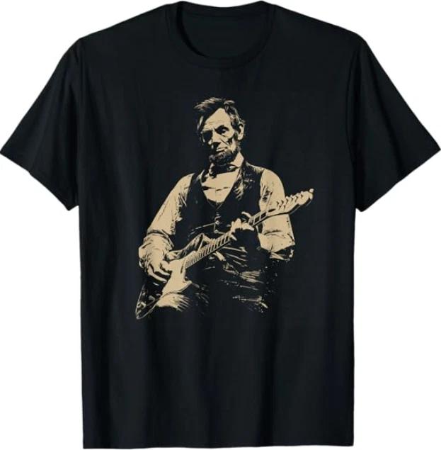 Abraham Lincoln Abe Lincoln Playing Guitar Retro Vintage T- Shirt 2XL