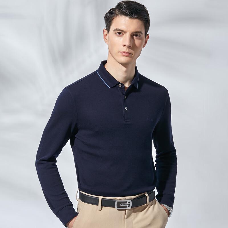 Men's Wool & Tencel Cotton Blend Business Casual Long-Sleeve Polo Shirt