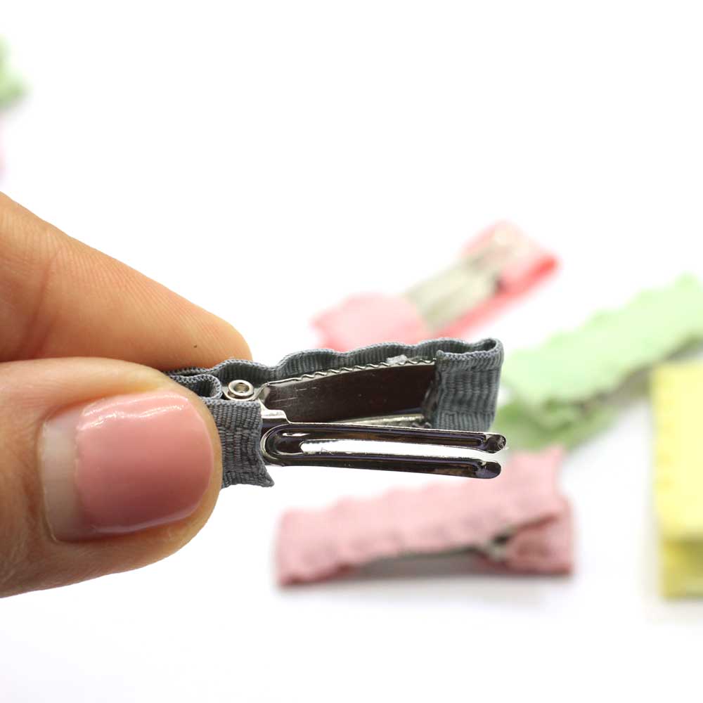 100pcs Fabric Hairpins Colorful Flat Blank Single Prong Alligator Teeth Hair Clips Barrettes for DIY Jewelry Making
