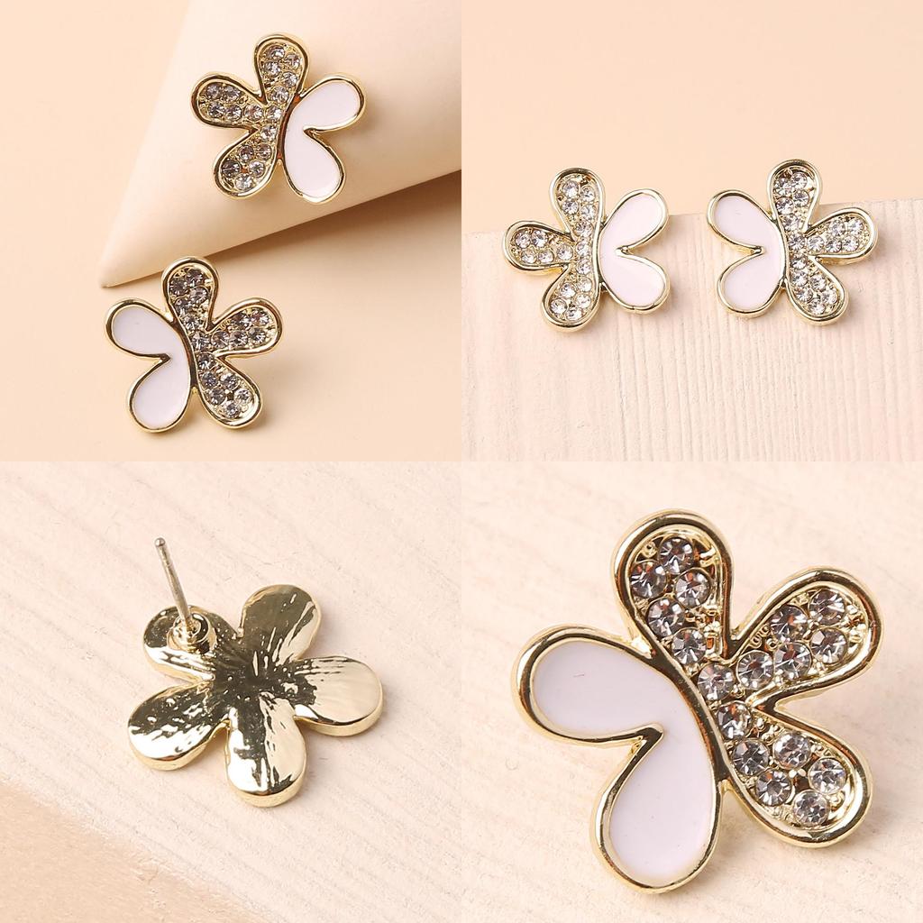 Female Jewelry Gift Summer 2021 Floral Earrings With Rhinestone Accents