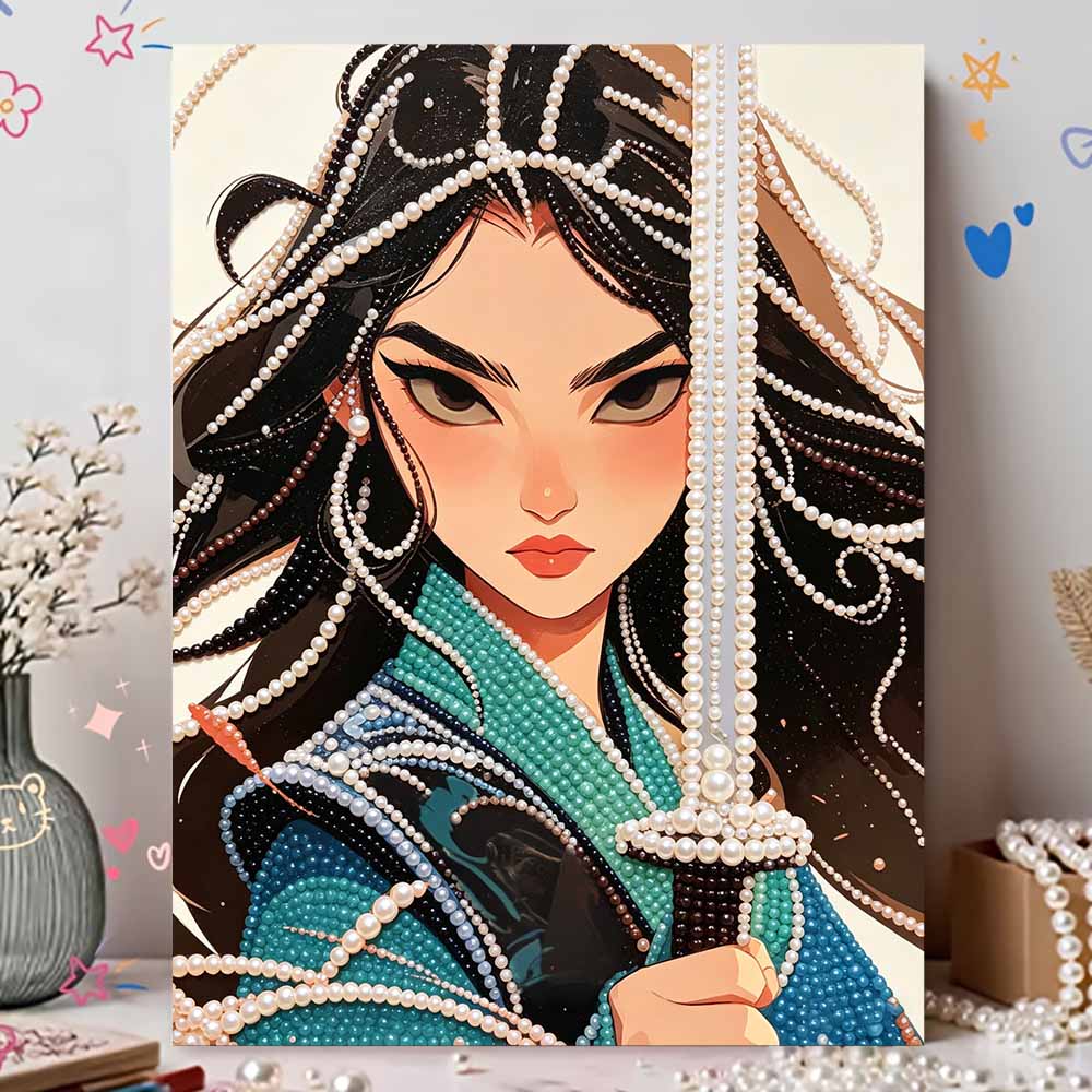 Disney Pearl Painting Mulan Pearl Aesthetic 5D DIY Pearl Picture Crafts for Adults/Beginners Gift Ideas Home Decor
