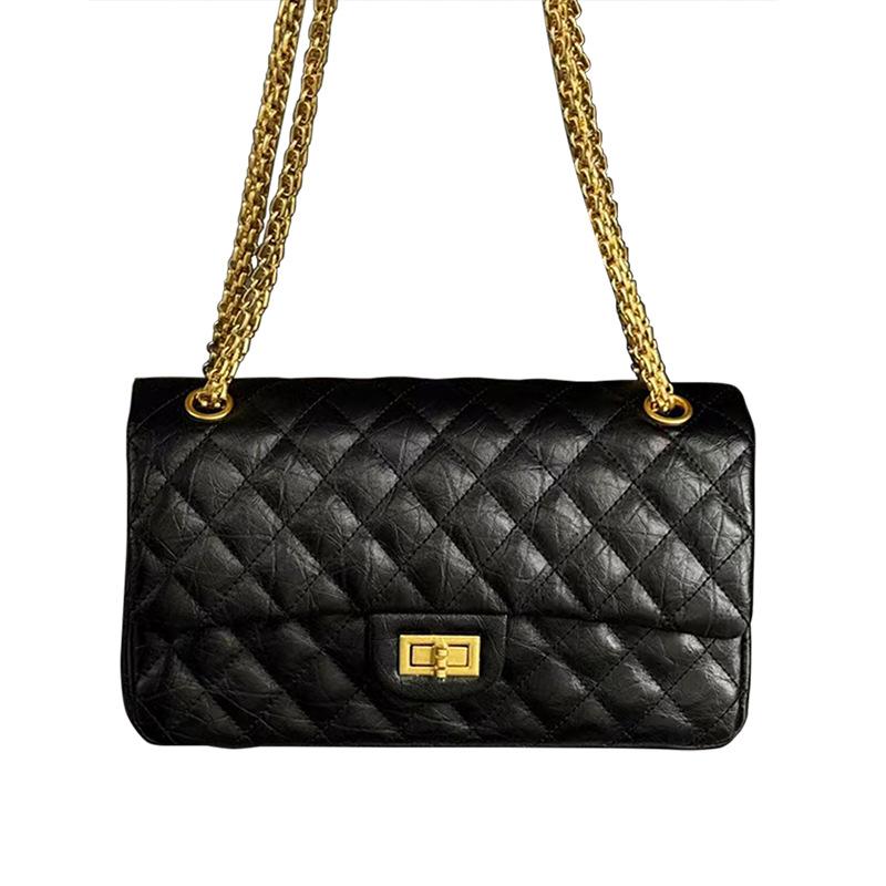 Palm Pattern Rhombus Chain Bag, First Layer Cowhide Shoulder Women's Bag, High-end Leather Messenger Small Square Bag