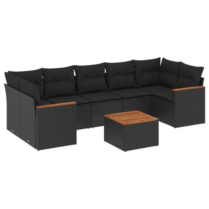 VidaXL Garden Lounge Set with Cushions 8 Pcs, Patio Sofas, Patio Furniture Set, Outdoor Furniture, Black 3225810