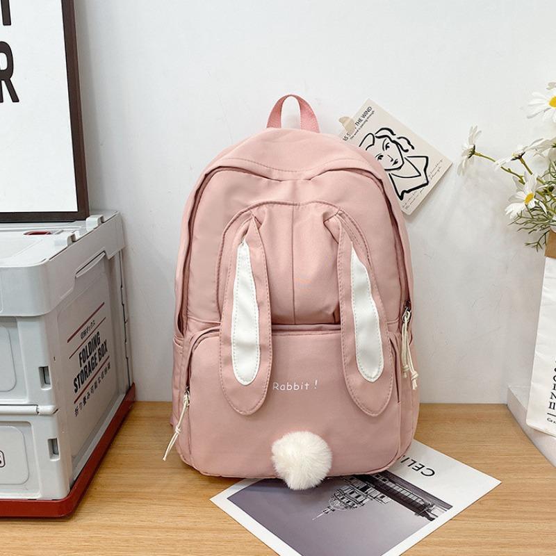 Japanese Korean Style Large Capacity Backpack Cute Bunny Print School Bag for Girls