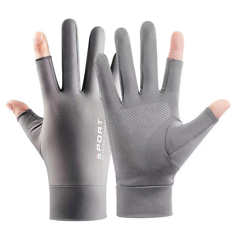 Unisex Ice Silk Gloves, Two-Finger Design UV Protection Quick-Dry Summer Gloves, Anti-Slip Gloves for Fishing Cycling Delivery