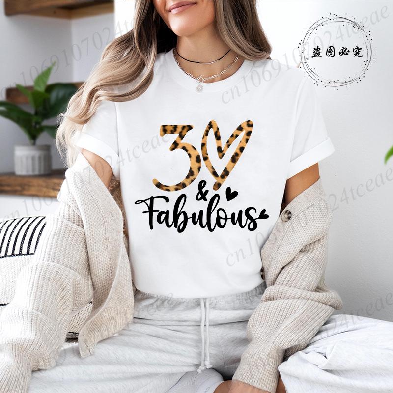 Retro Its My 30th Birthday Leopard Design Graphic TShirt for Unisex Crew Neck TShirts Birthday Party Aesthetic Tee Top Clothes