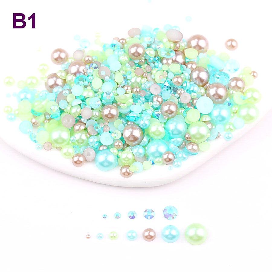 Mixed 2mm-10mm Half-Round AB Plated Resin Pearls - DIY Accessories