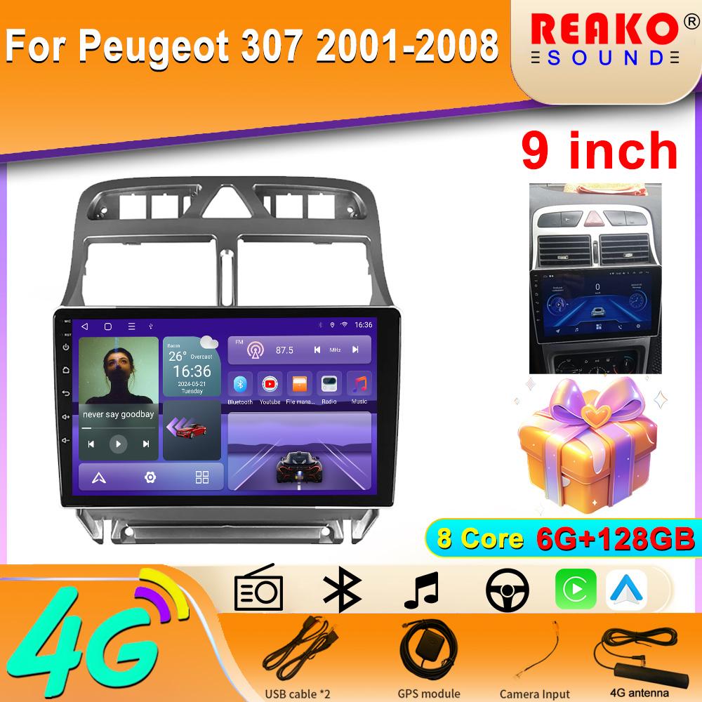Autorádio Pro Peugeot 307 2001-2008 Navigace GPS Palubní kamera Carplay Autorádio Multimediální přehrávač 5G Wifi IPS obrazovka