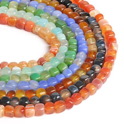 Perline sfuse con distanziatore cubico in pietra quadrata multicolore da 8x8 mm per realizzare gioielli fatti a mano con braccialetti fai-da-te