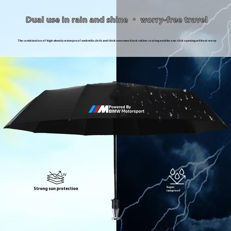 BBJS7 For BMW M Motorsport F10 F15 F25 F30 G20 G30 E39 E46 E60 E90 X1 X3 X4 X5 X6 X7 Car Automatic Folding Windproof Sunshade Umbrella