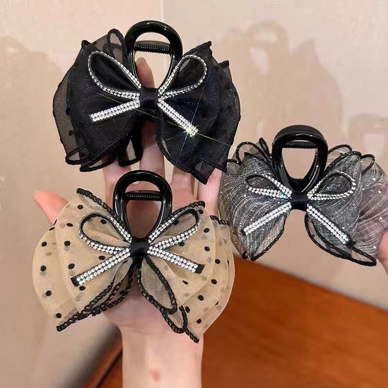 Trendy Women Lace Bow Hairpin Korean Version Of Butterfly Satin Elegant Hair Clips Girls Hair Ponytail Ponytail Clip Accessories